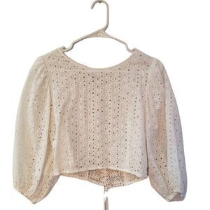 EN CREME Crochet And Lace Back Crop Top